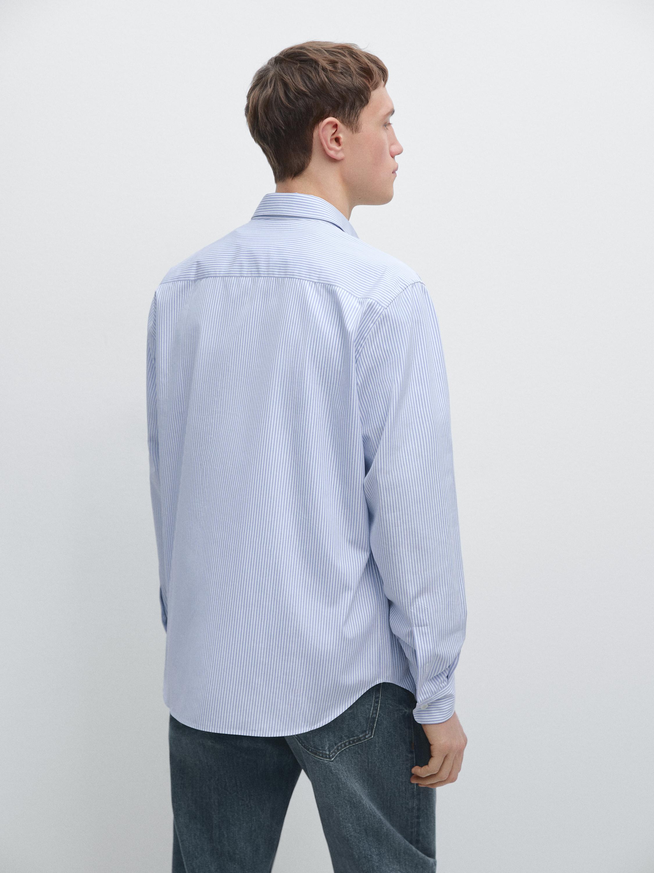 Chemise à rayures regular fit 100 % coton